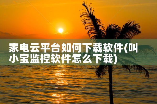 家电云平台如何下载软件